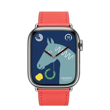 Apple Watch Hermès 41mm Silver Stainless Steel Case with Single Tour Rose Texas