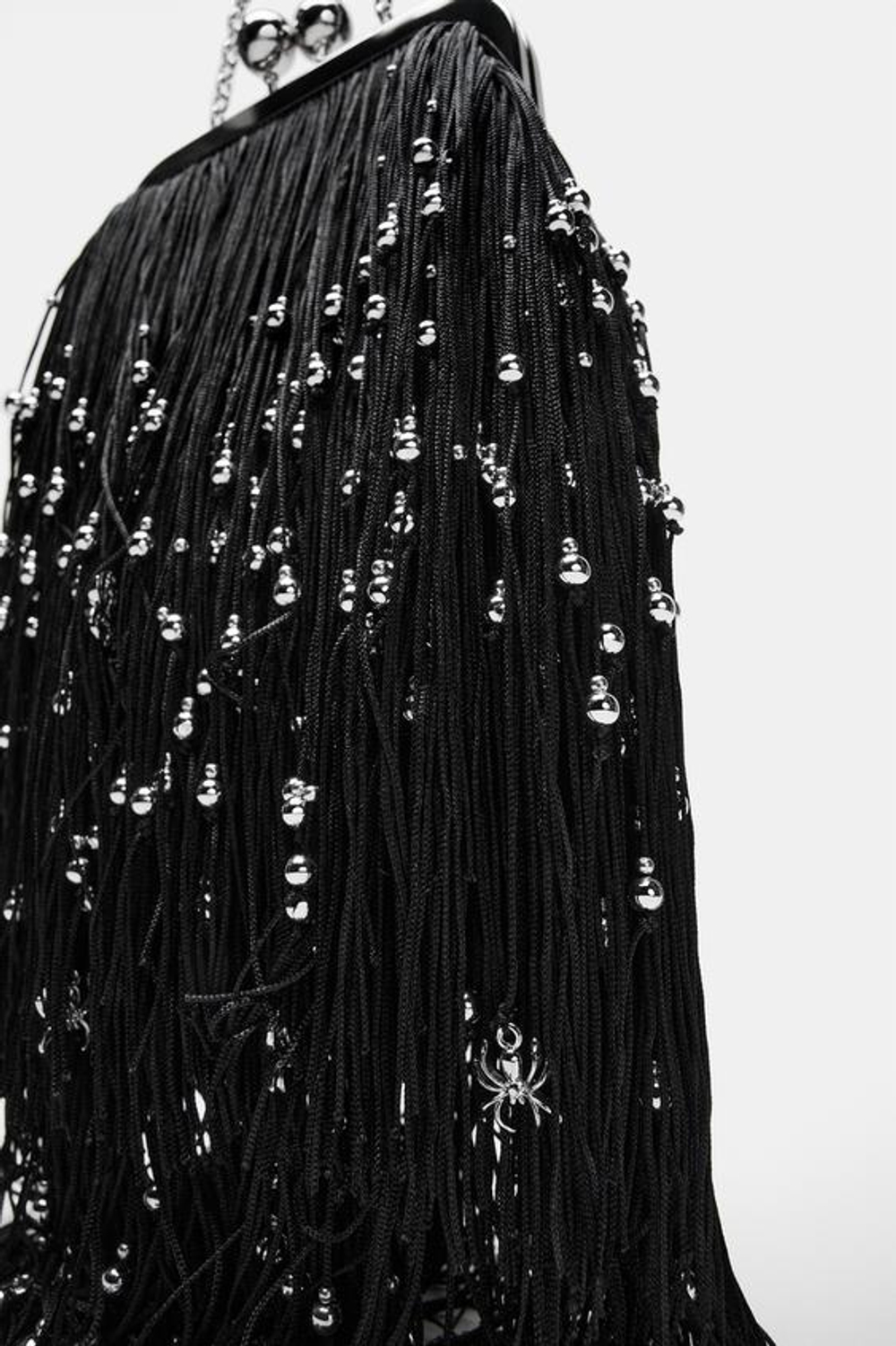 ZARA СУМКА С БУСИНАМИ, ЧЕРНЫЙ
