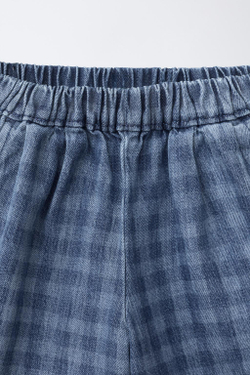 ZARA ДЖИНСЫ В КЛЕТКУ БАГГИ, ВЫЦВЕТШИЙ СИНИЙ