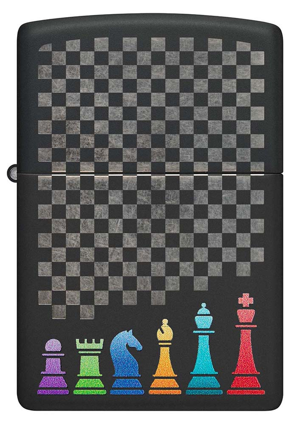 Зажигалка Zippo Chess Pieces с покрытием Black Matte, латунь/сталь, черная 38x13x57 мм