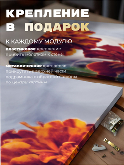 Картина Пламенный рассвет модульная 50x70см 3шт.
