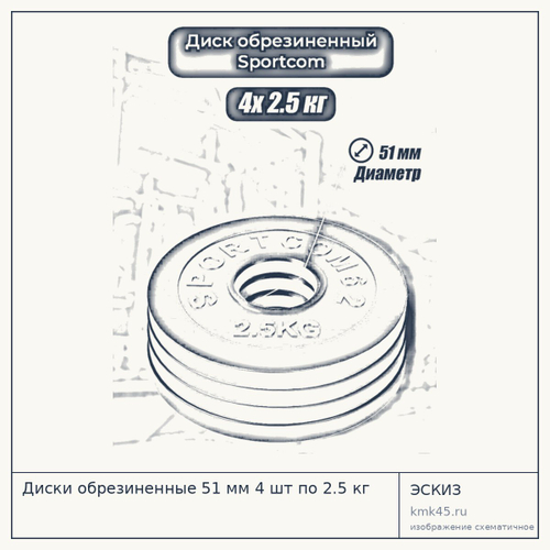 Диски обрезиненные 51 мм 4 шт по 2.5 кг — от 1 600 ₽