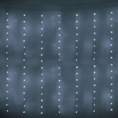 Гирлянда для дома ЗАНАВЕС «Звезды» ш3* в2 м 160 ламп LED, прозр. пров, 8 реж,IP-40, Белый (возможность соединения)