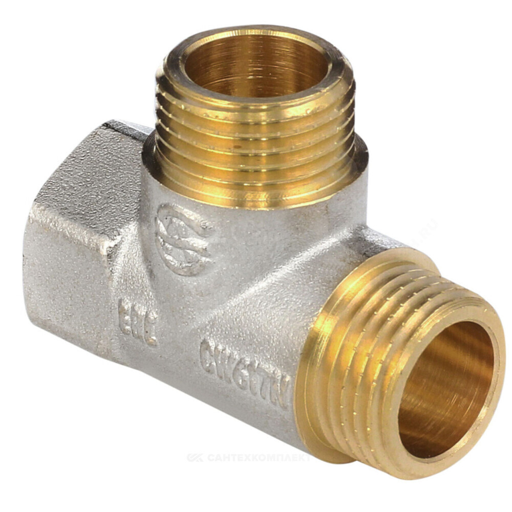 Тройник латунь никель Ду 20 (3/4") ВР/НР/НР Aquasfera 9035-02