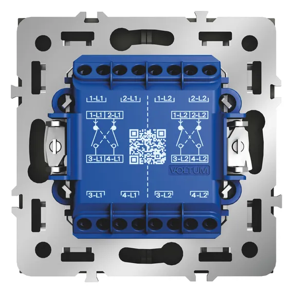 Переключатель перекрёстный двухклавишный Voltum S70 Сталь VLS020505
