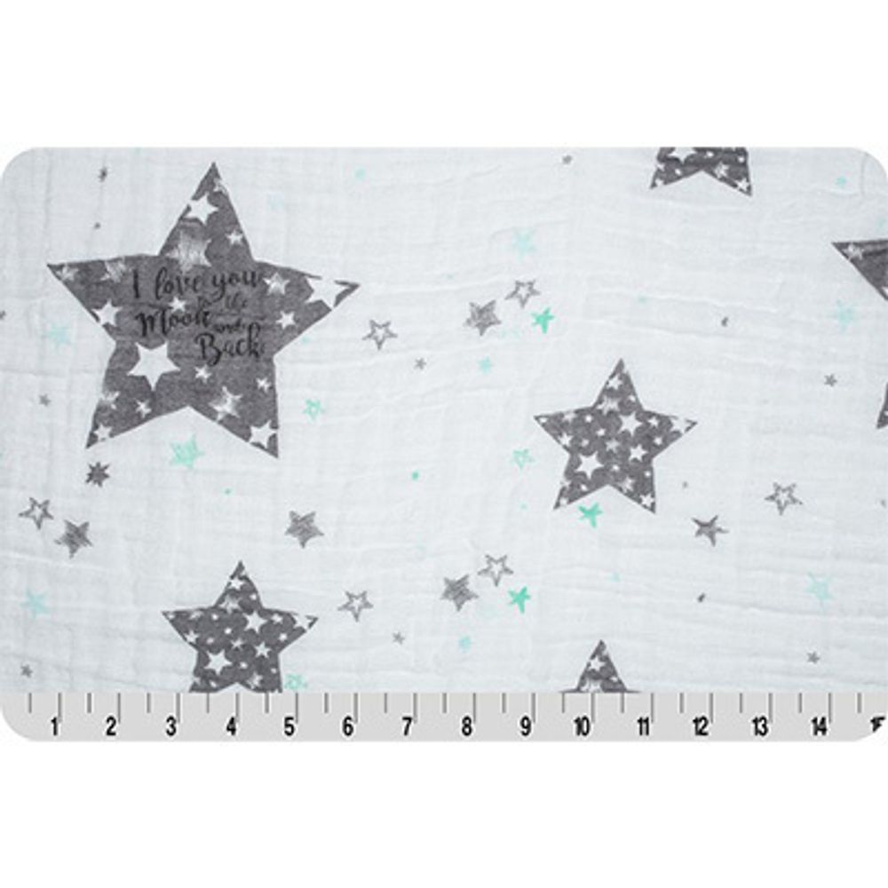 Ткань для пэчворка Peppy Embrace (марлевка), отрез 100х125 см, 120 г/м², to the moon steel, Shannon Fabrics Ткань для пэчворка Peppy Embrace (марлевка), отрез 100х125 см, 120 г/м², to the moon steel, Shannon Fabrics