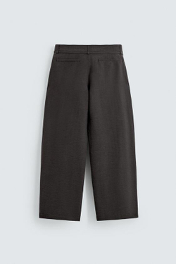 ZARA БРЮКИ BALLOON FIT С ЗАЩИПАМИ И ПОЯСОМ, ЗЕЛЕНЫЙ/СЕРЫЙ