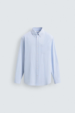 ZARA РУБАШКА ИЗ РЕЛЬЕФНОЙ ТКАНИ В ПОЛОСКУ, ПОЛОСКИ