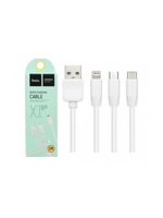 Кабель USB - 3 в 1 [iPhone + MicroUSB + Type-C] Hoco X1 (2.1A) Белый