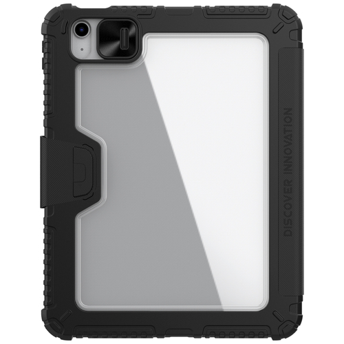 Чехол книжка черного цвета от Nillkin для iPad 10.9 с 2022- года и iPad 11 (A16) с 2025-, серия Bumper Pro, с защитной шторкой для камеры