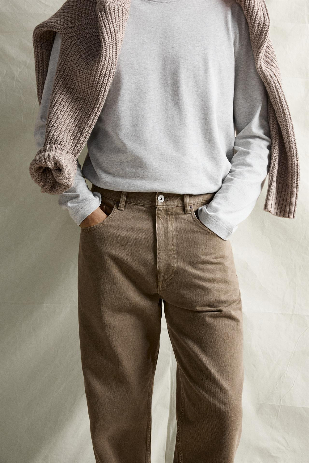ZARA БРЮКИ STRAIGHT FIT С ЭФФЕКТОМ ВЫСТИРАННОЙ ТКАНИ, СВЕТЛО-ЗЕЛЕНЫЙ