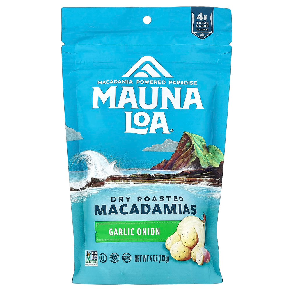 Mauna Loa, сухая обжаренная макадамия, чеснок и лук, 113 г (4 унции)