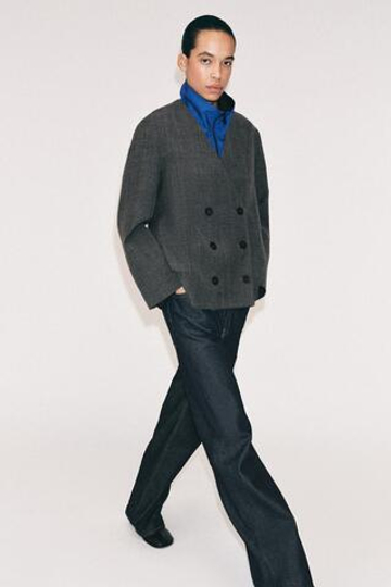 ZARA БЛЕЙЗЕР ИЗ ШЕРСТИ — ZW COLLECTION, СЕРЫЙ