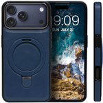 Business style чехол из кожи для IPHONE 17 PRO MAX с кольцом-подставкой и бархатной подкладкой