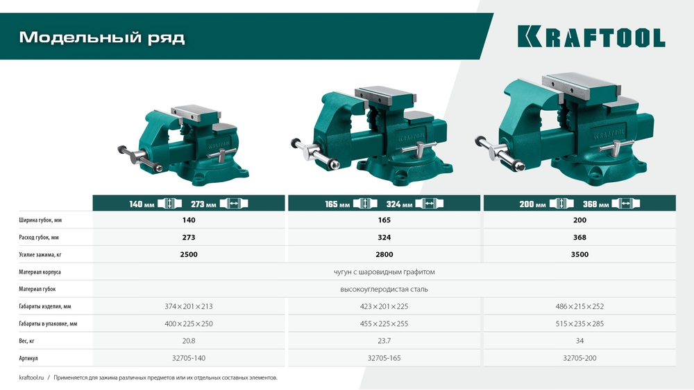 KRAFTOOL Reversible 140 мм, расход 273 мм, Слесарные тиски (32705-140)