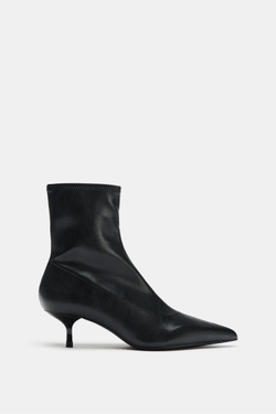 ZARA ЭЛАСТИЧНЫЕ БОТИЛЬОНЫ НА КАБЛУКЕ, ЧЕРНЫЙ