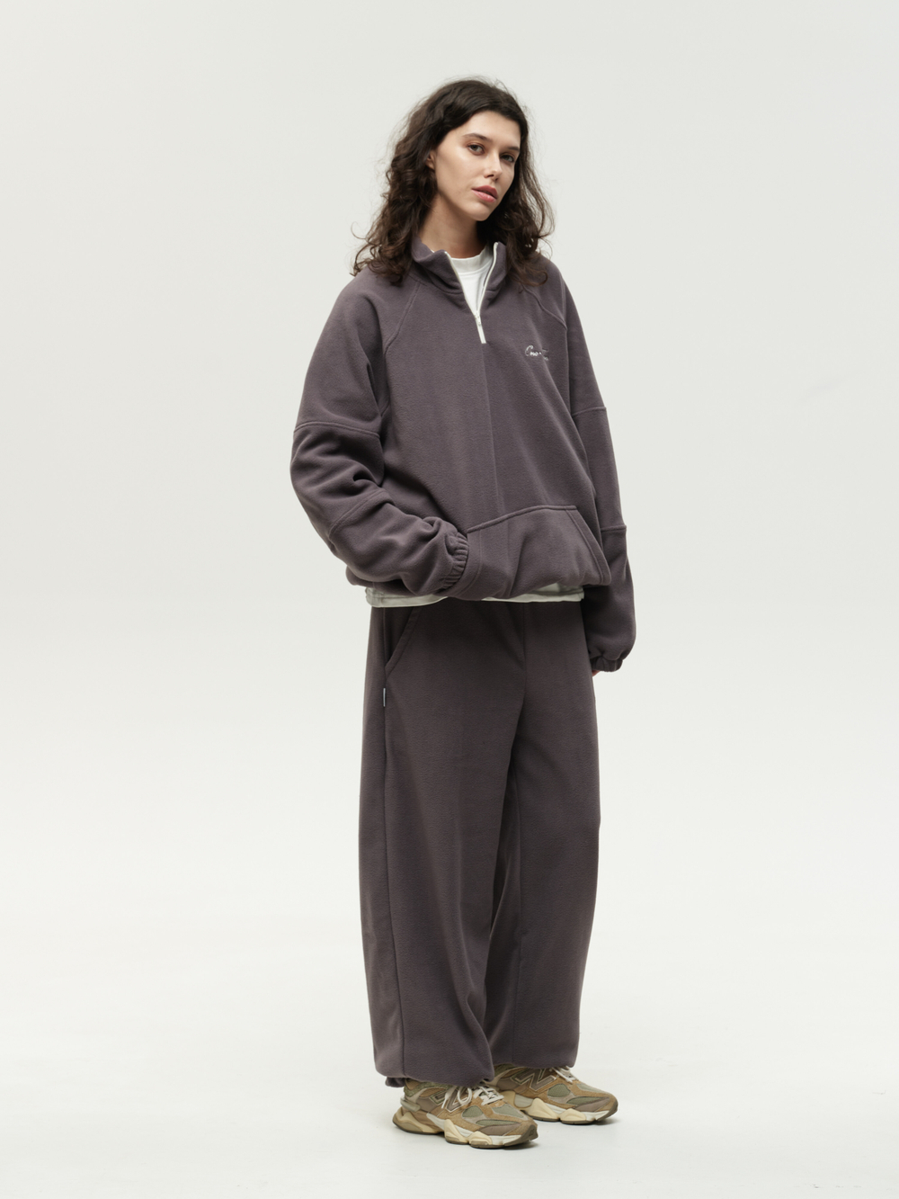 Drawstring Half-Zipped Sweatshirt Grey Excalibur