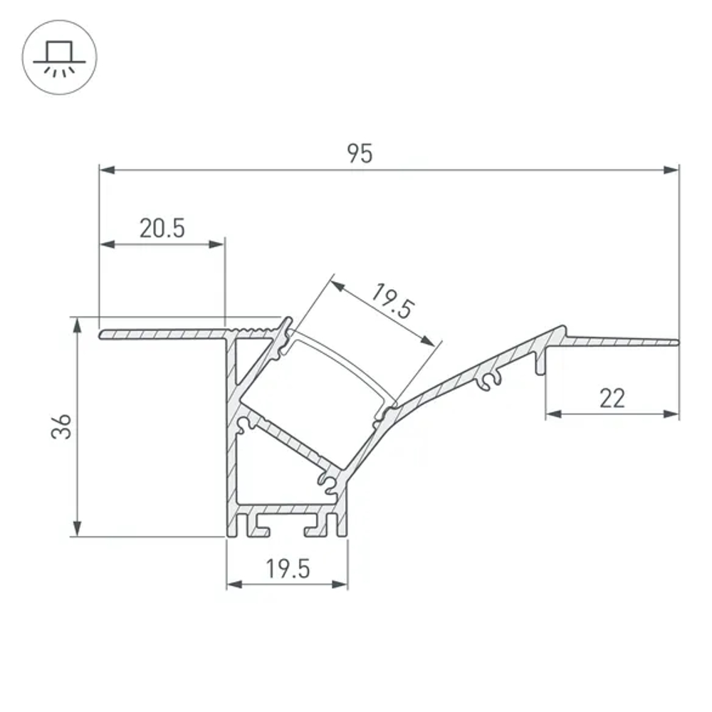 Профиль FANTOM-W45-BEVEL-2000 WHITE (Arlight, Алюминий) 039949