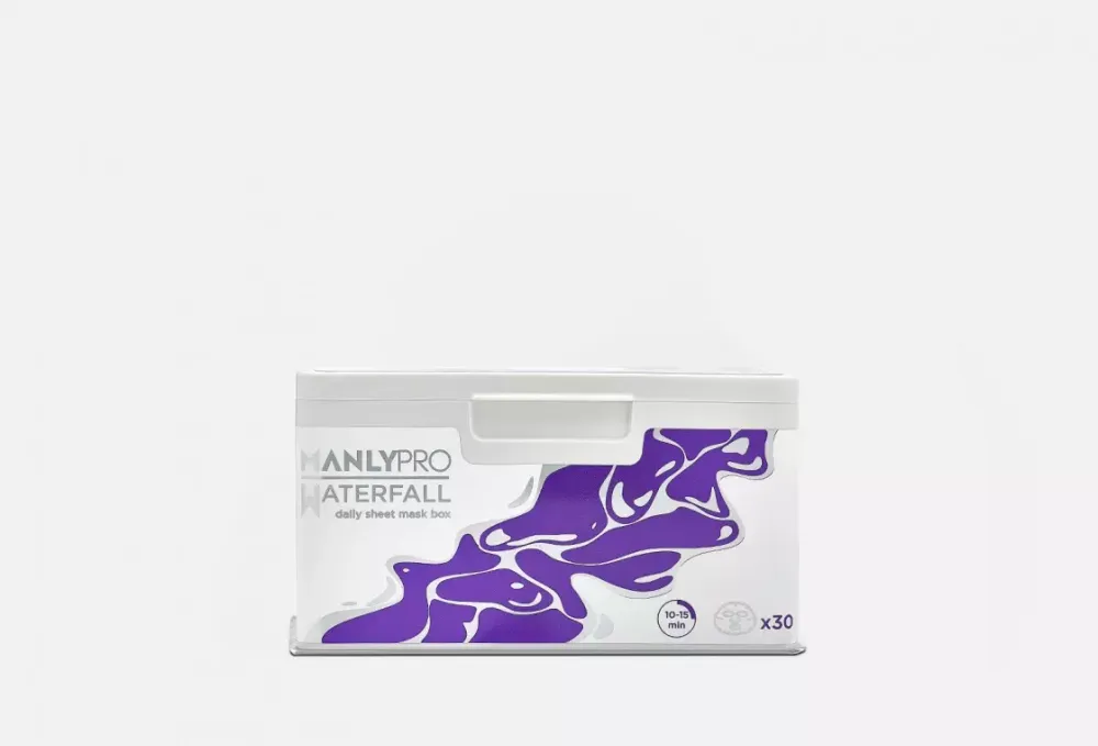 Набор масок для лица освежающих для увлажнения кожи лица ManlyPro Waterfall Daily Sheet Mask Box 30 шт.