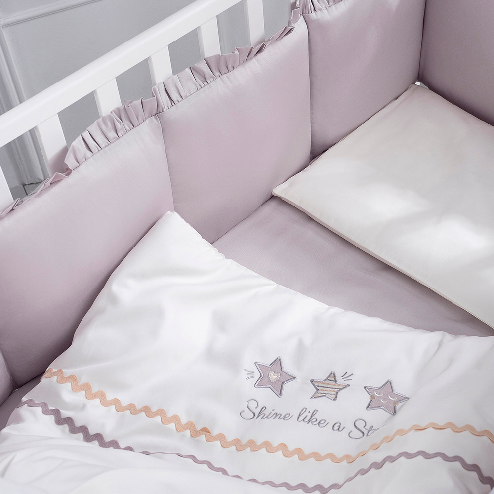 Комплект белья для классической кроватки Toys Sateen 6 предметов цвет серый