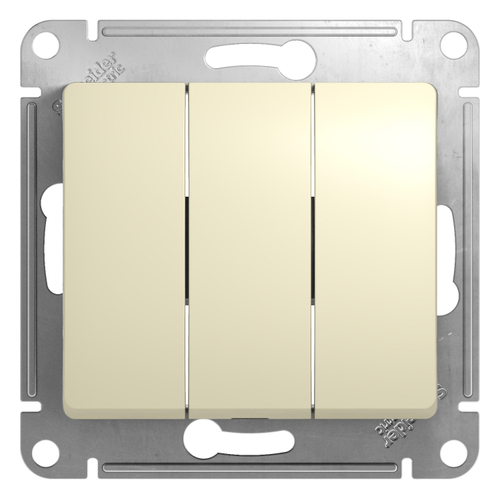 Выключатель GLOSSA трехклавишный в рамку бежевый сх.3 Schneider Electric