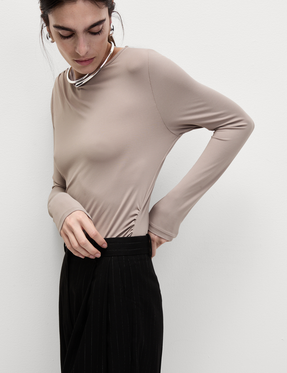Блузка с длинными рукавами прямого кроя T43003825 - Marks & Spencer