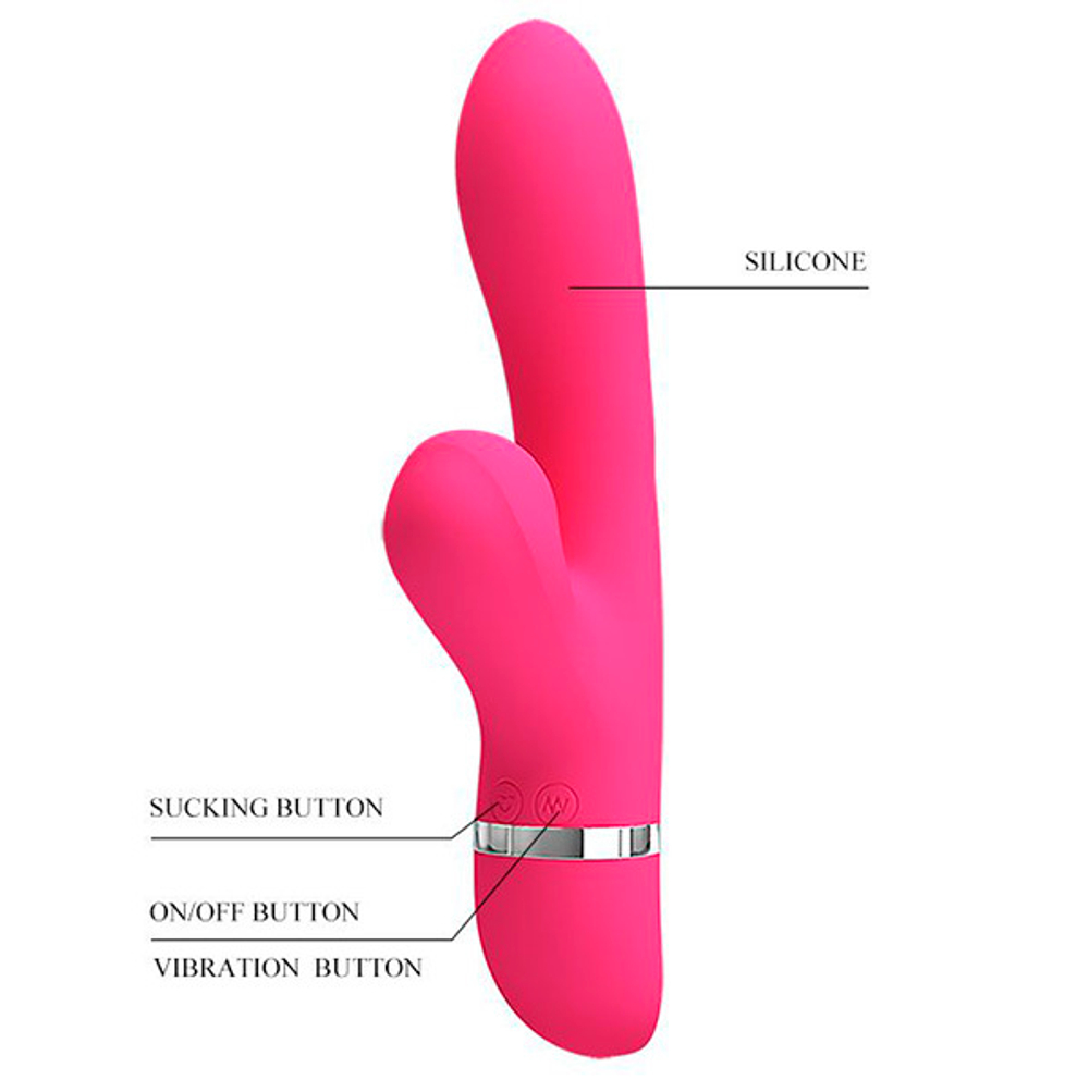 Розовый вибратор с вакуумной стимуляцией клитора 20,4см Pretty Love Willow BI-014916
