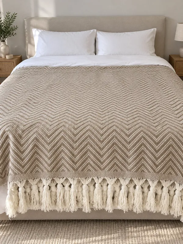 Velora Home Плед Двухцветный-2 V дизайн бежевый цвет 200х230 100% Хлопок