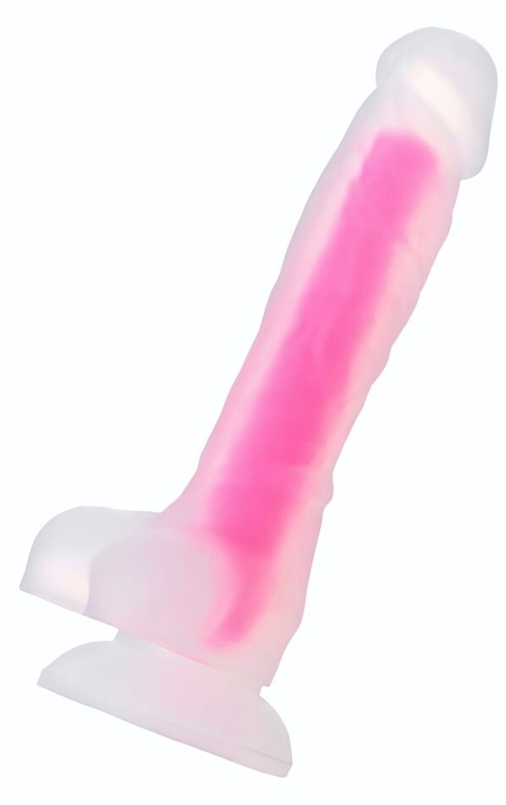 Прозрачно-розовый фаллоимитатор, светящийся в темноте, Clark Glow - 22 см. (Цвет: розовый)
