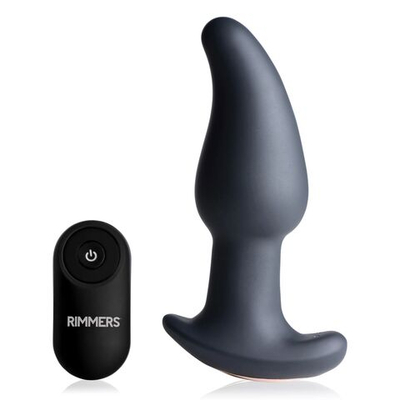 Черная анальная вибропробка с эффектом римминга Gyro M Curved Rimming Plug - 13,7 см. (Цвет: черный)