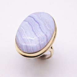 Кольцо серебро 925° — Агат голубой