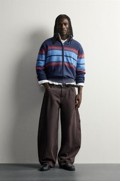 КАРДИГАН COLOR BLOCK С ЭФФЕКТОМ ПОТЕРТОСТИ — ZARA