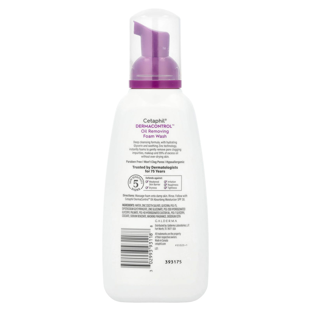 Cetaphil, Derma Control ™, пенка для умывания для удаления жира, 237 мл (8 жидк. Унций)