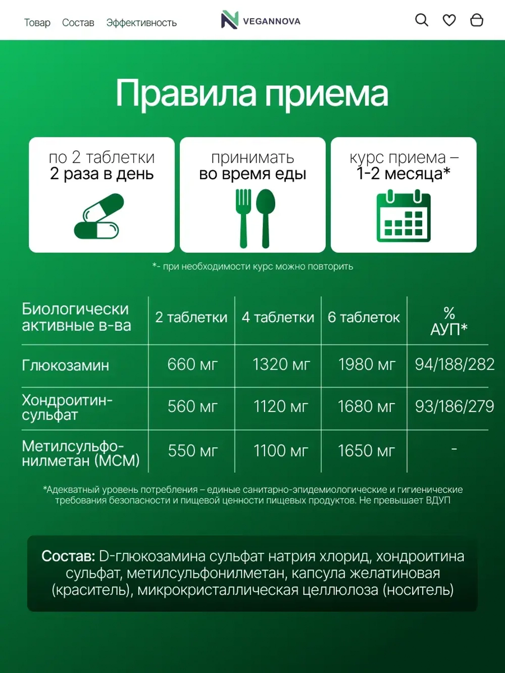 Глюкозамин хондроитин+МСМ (120 таблеток)