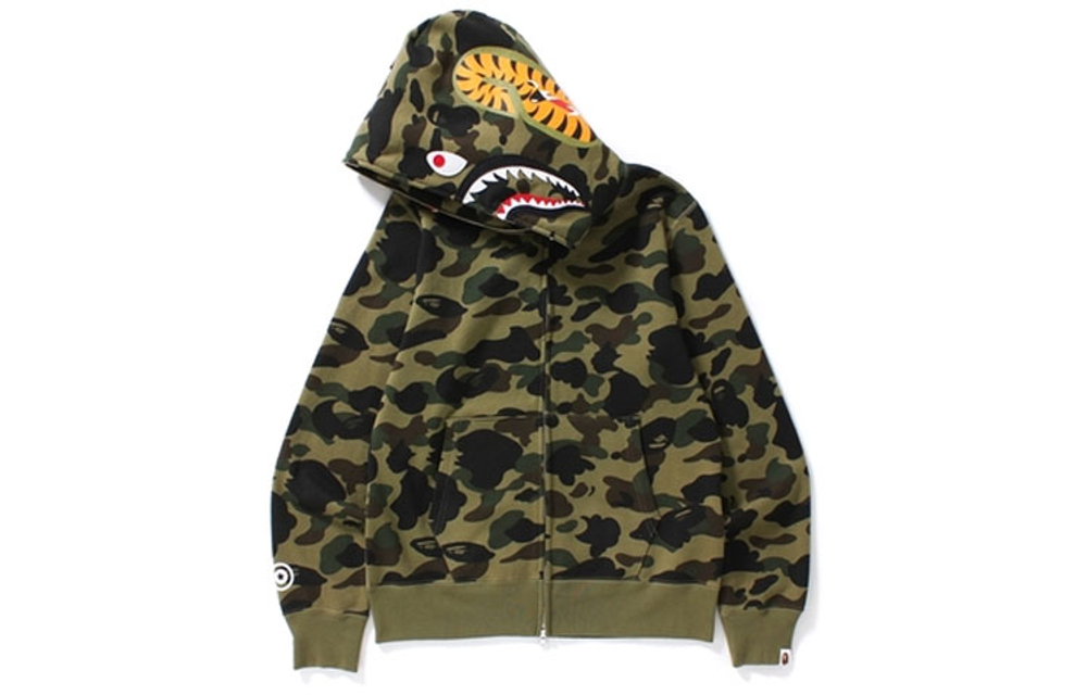 A Bathing Ape Medicom Toy1st Camo Shark Bear Full Zip Худи зеленый