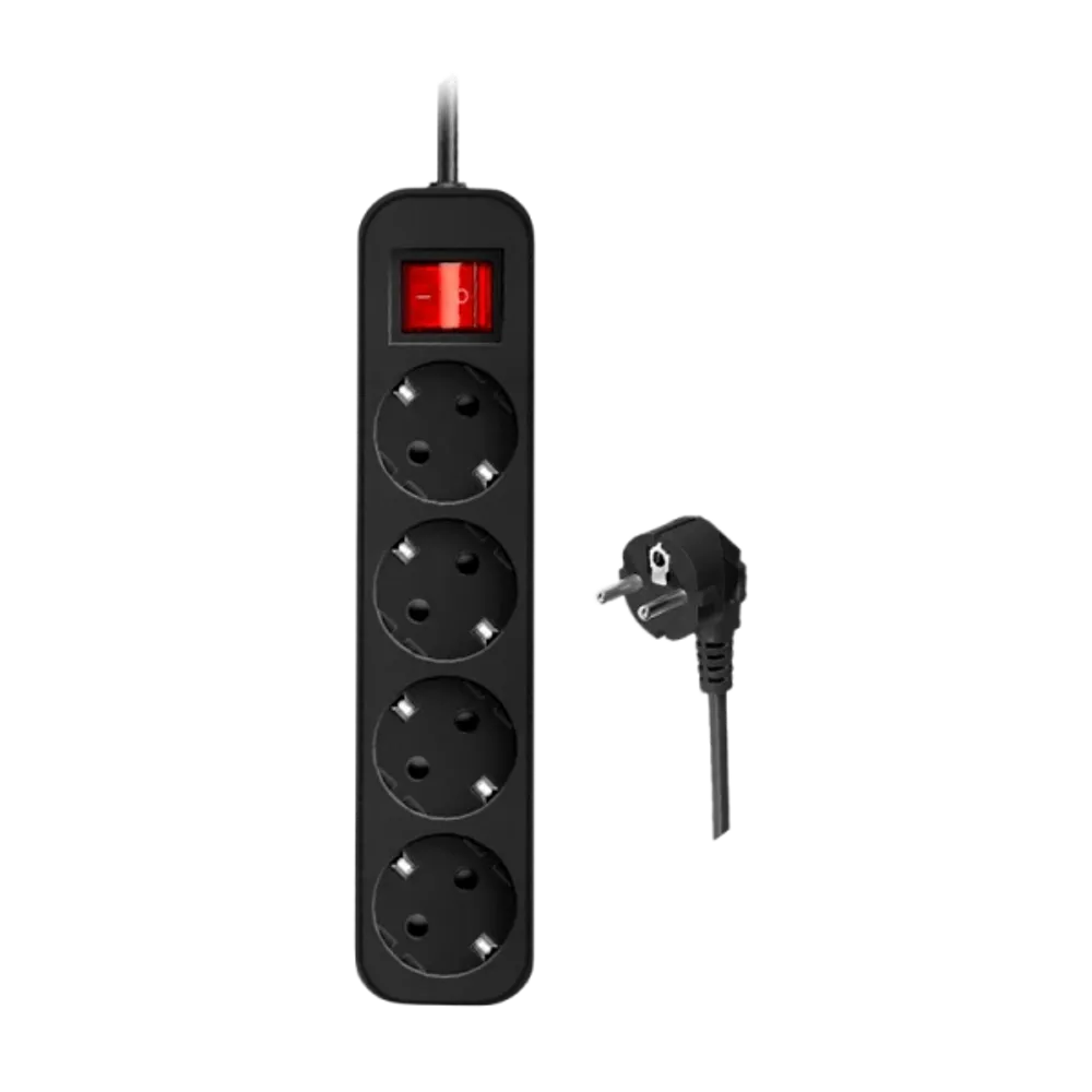 Удлинитель Defender 1.8м 4розетки с выкл черный 1\30