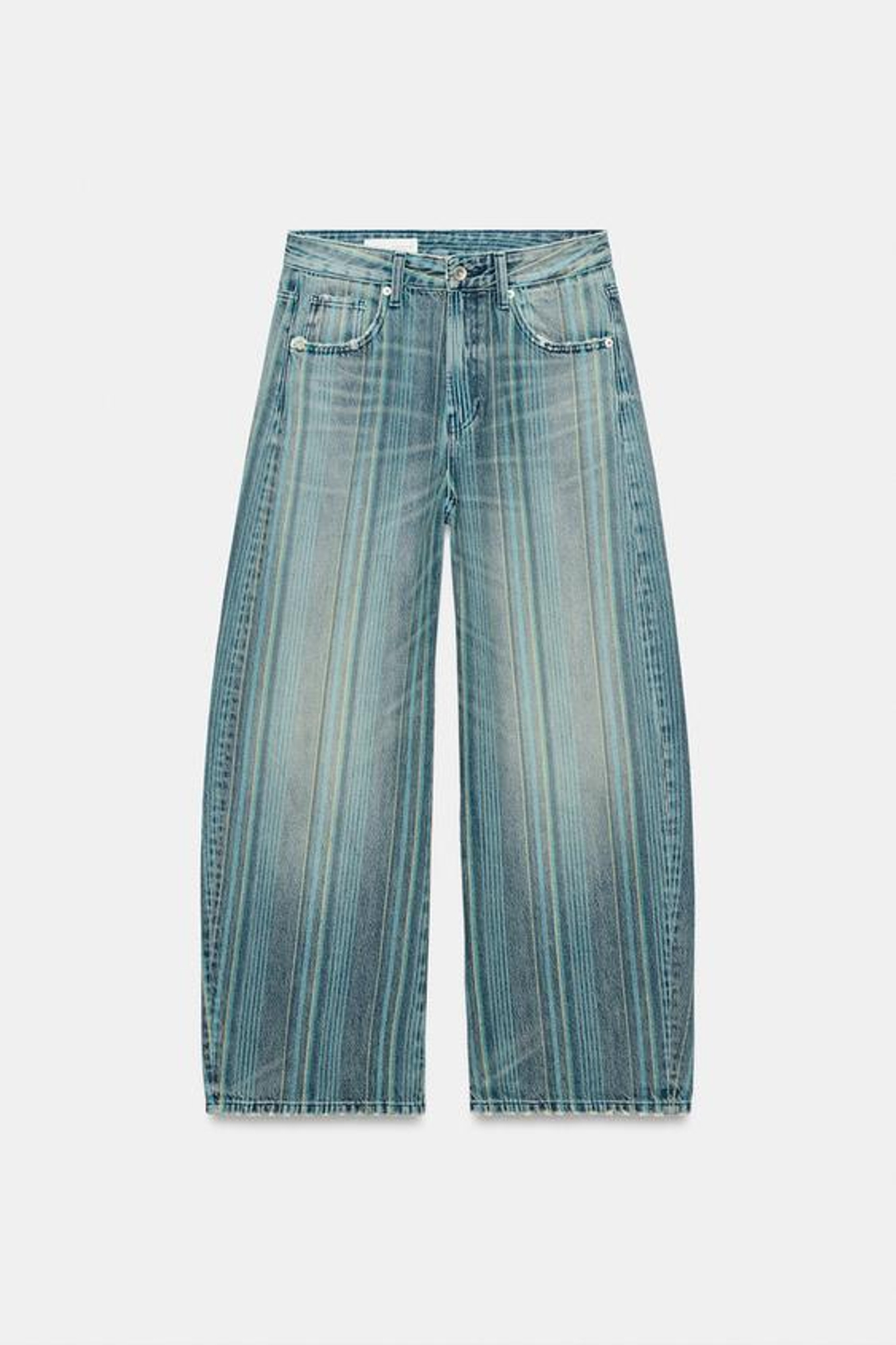 ZARA - FRUIT OF THE LOOM™ ПОЛОСАТЫЕ BAGGY ДЖИНСЫ, СИНИЙ