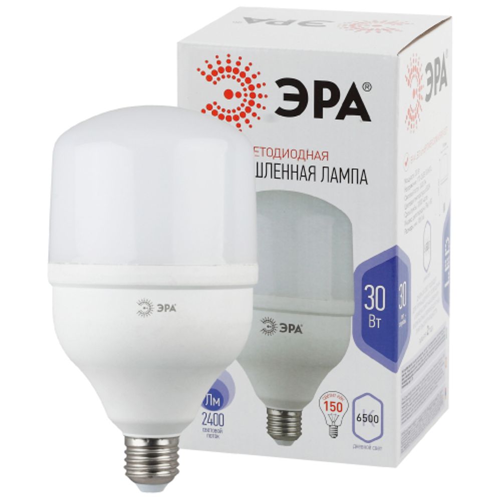 Лампа светодиодная POWER ЭРА STD LED T100-30W-6500-E27 30Вт колокол холoдный дневной свет Е27 | Лампы cветодиодные POWER