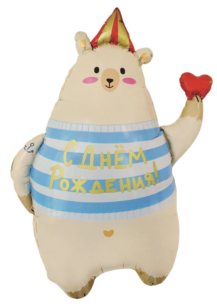 Шар (31''/79 см) Фигура, Мишка с сердечком, 1 шт. в уп. Шар (31''/79 см) Фигура, Мишка с сердечком, 1 шт. в уп.