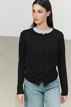 Massimo Dutti Вязаный кардиган с декоративной строчкой, черный