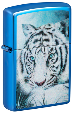 Зажигалка Zippo White Tiger с покрытием High Polish Blue, латунь/сталь, синяя, 38x13x57 мм