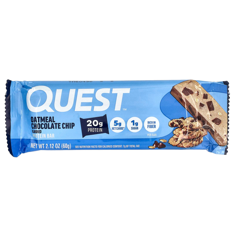 Quest Nutrition, протеиновый батончик, со вкусом овсяно-шоколадного печенья, 12 батончиков, весом 60 г (2,12 унции) каждый
