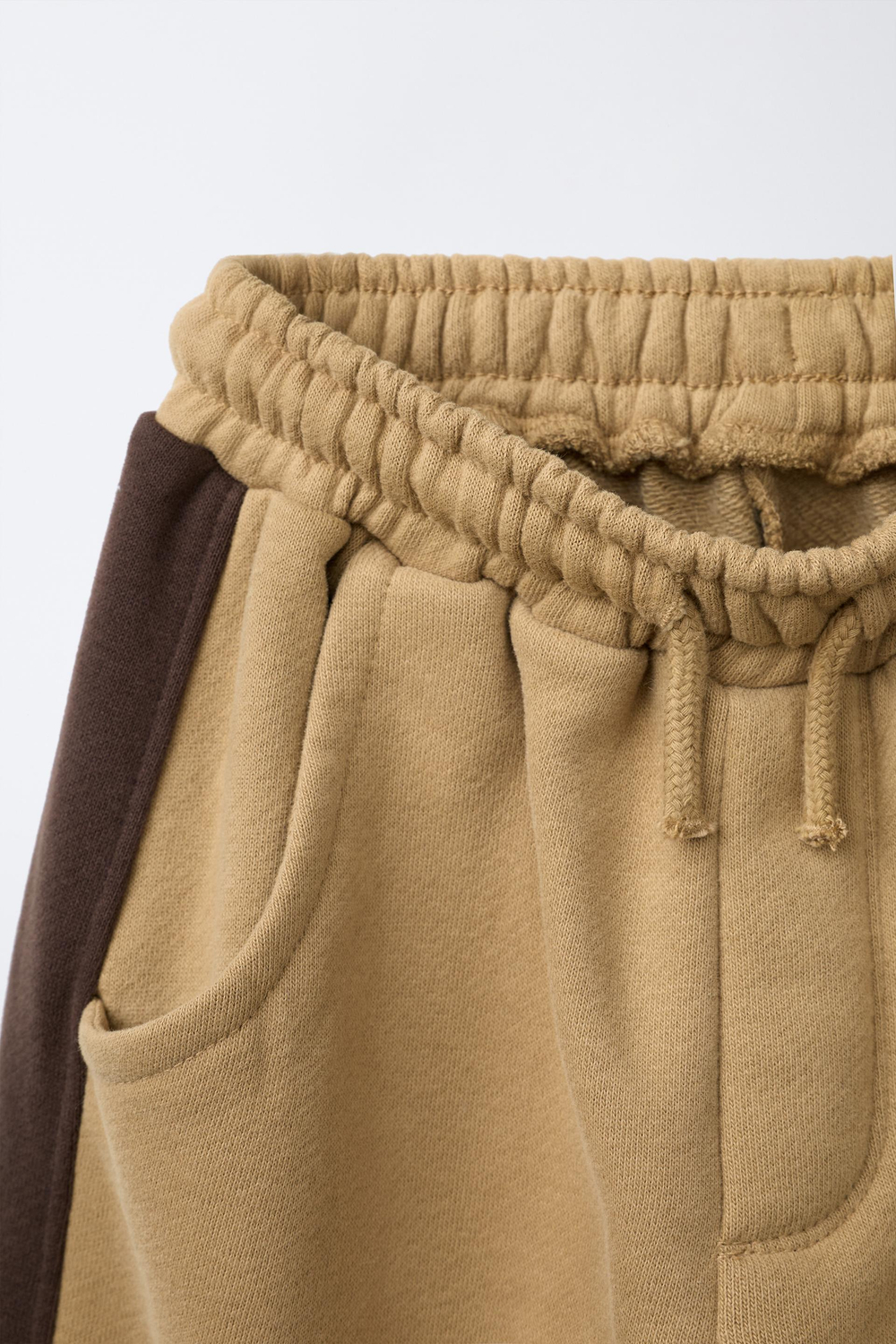 ZARA БРЮКИ-ДЖОГГЕРЫ ИЗ МЯГКОЙ ТКАНИ КОЛОР-БЛОК, РЫЖЕВАТО-КОРИЧНЕВЫЙ