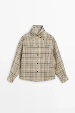 Рубашка из 100% льна в клетку на пуговицах - MASSIMO DUTTI