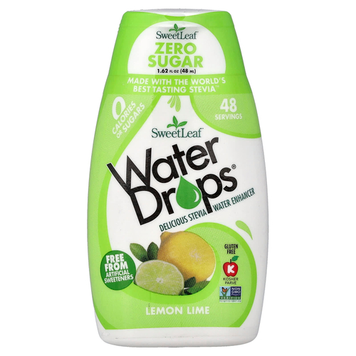 SweetLeaf Stevia, Water Drops®, восхитительный усилитель воды со стевией, лимон и лайм, 48 мл (1,62 жидк. унции)