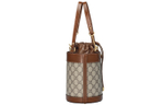 GUCCI Horsebit 1955 Canvas With Leather Bucket Bag, Shoulder Bag Small Women"s Ebony & Brown