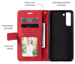 Дизайнерский чехол-книжка из кожи для SAMSUNG GALAXY S21 FE с отделом для наличных, 3 слотами для карт и подставкой
