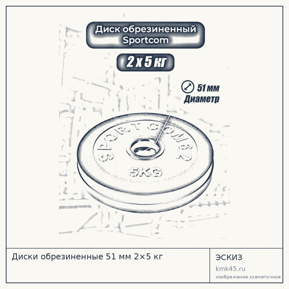 Диски обрезиненные 51 мм 2×5 кг — от 1 400 ₽