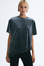 Топ из велюра с кружевной лентой - H&M