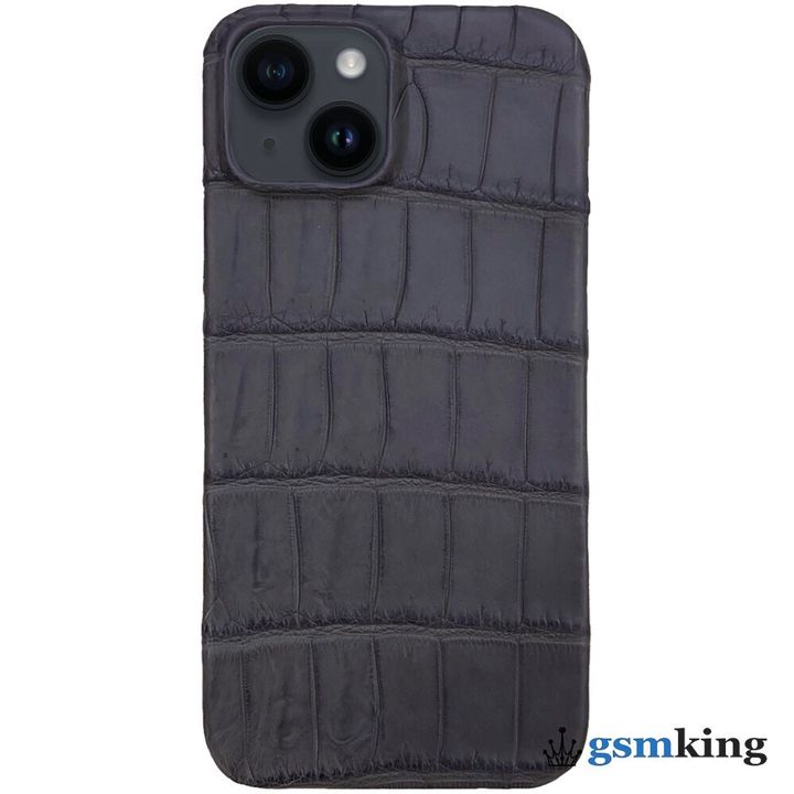 Leather Case for iPhone 14 Croco Gray (Серый крокодил)